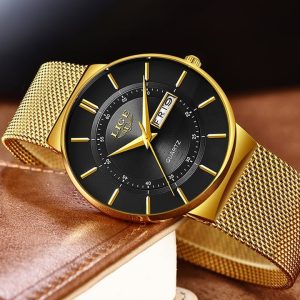 LIGE Luxury Men’s Ultra-Thin Waterproof Quartz Watch – Steel Strap, Date Display