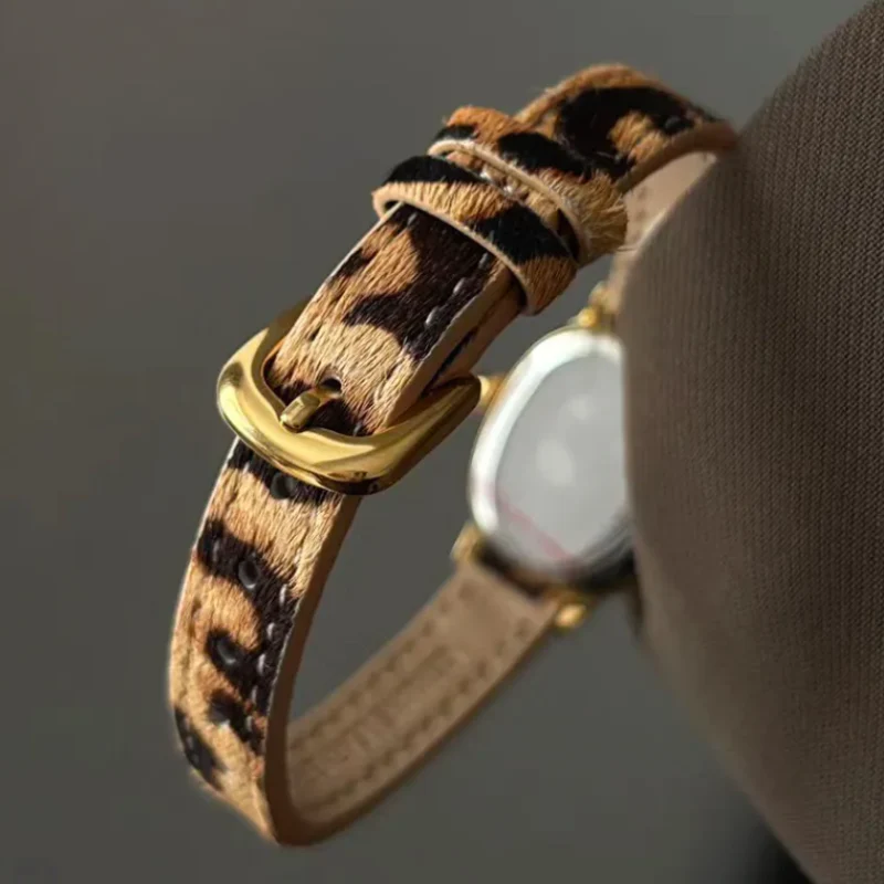 IEKE – Leopard Strap Watch with Gold Oval Face - Image 3