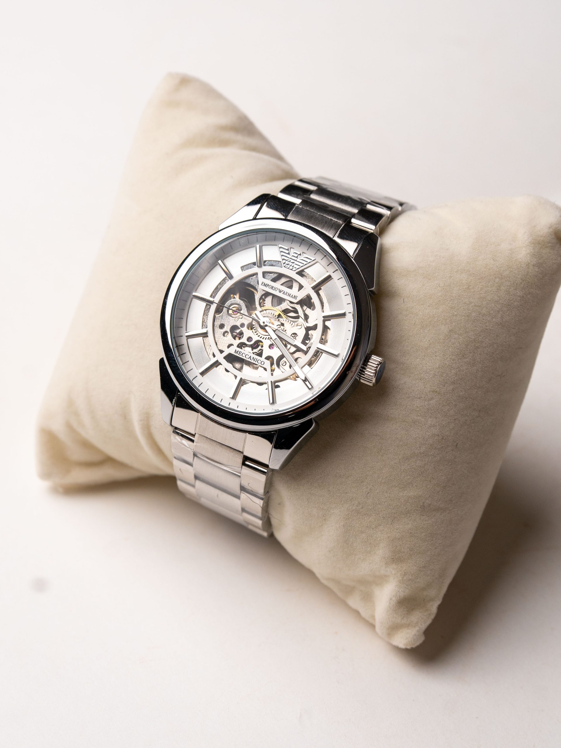 Modern Emporio Armani Automatic Skeleton Dial Watch